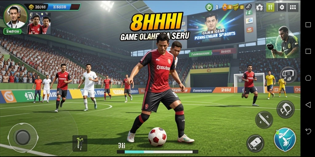 Tangkapan layar gameplay 8HHH yang penuh aksi olahraga.