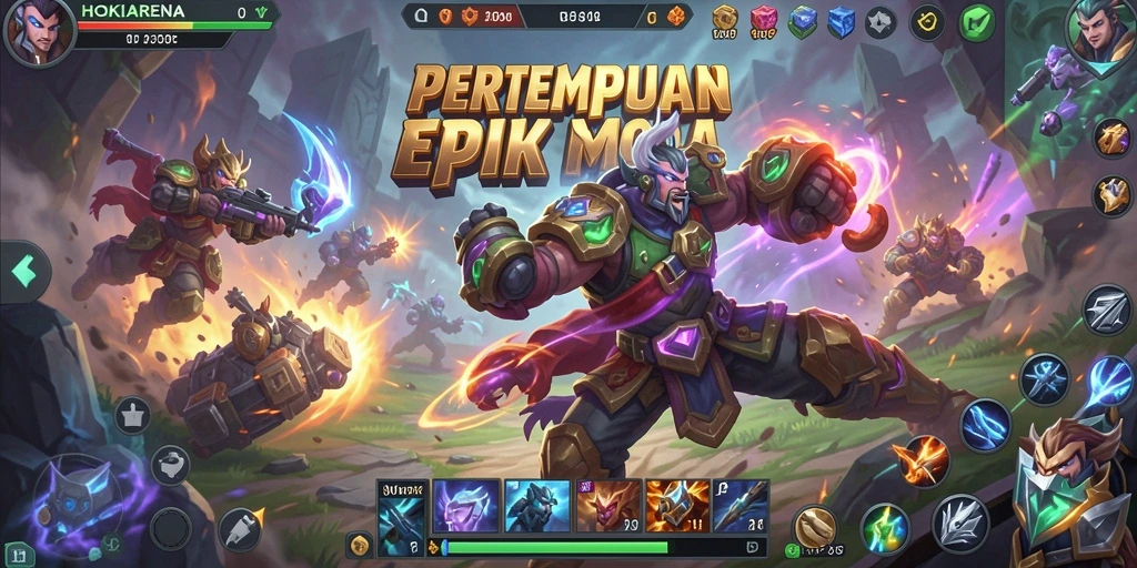 Screenshot gameplay HOKIARENA yang menampilkan pertarungan seru.