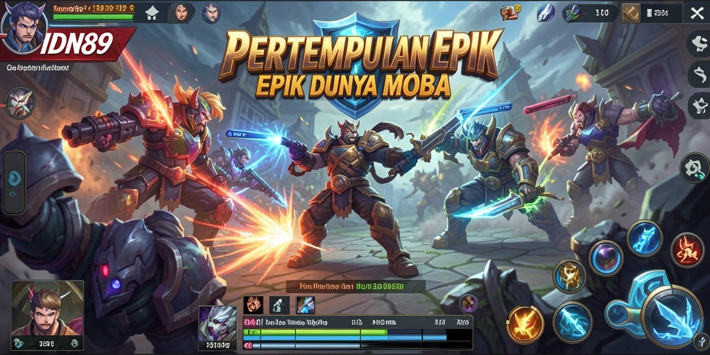 Screenshot gameplay IDN89 yang menampilkan aksi pertempuran seru dalam arena.