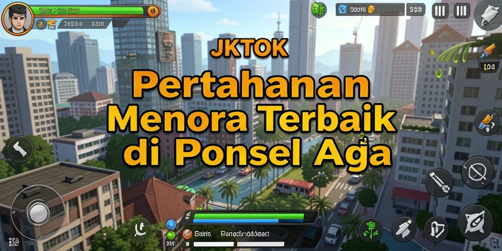 Tampilan menarik dari gameplay JKTOK dalam Tower Defense.