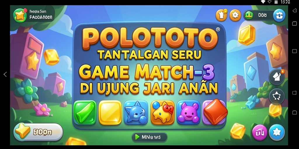 Tangkapan layar gameplay POLOTOTO dengan elemen Match-3 yang menarik.