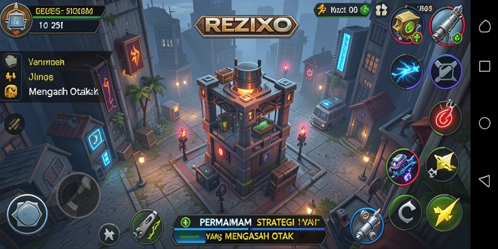 Tampilan gameplay strategi yang mendebarkan dalam REZIXO.