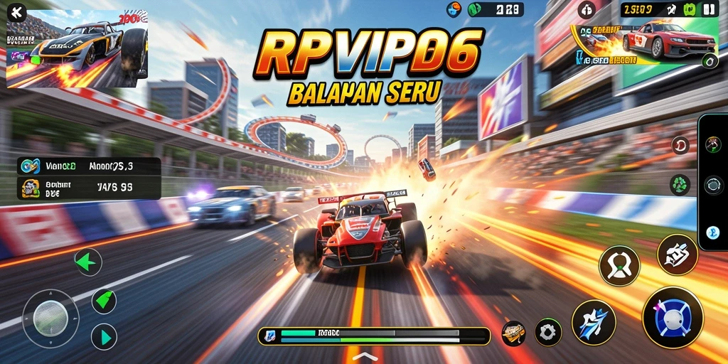 Screenshot menampilkan aksi mendebarkan dalam permainan balapan RPVIP6.