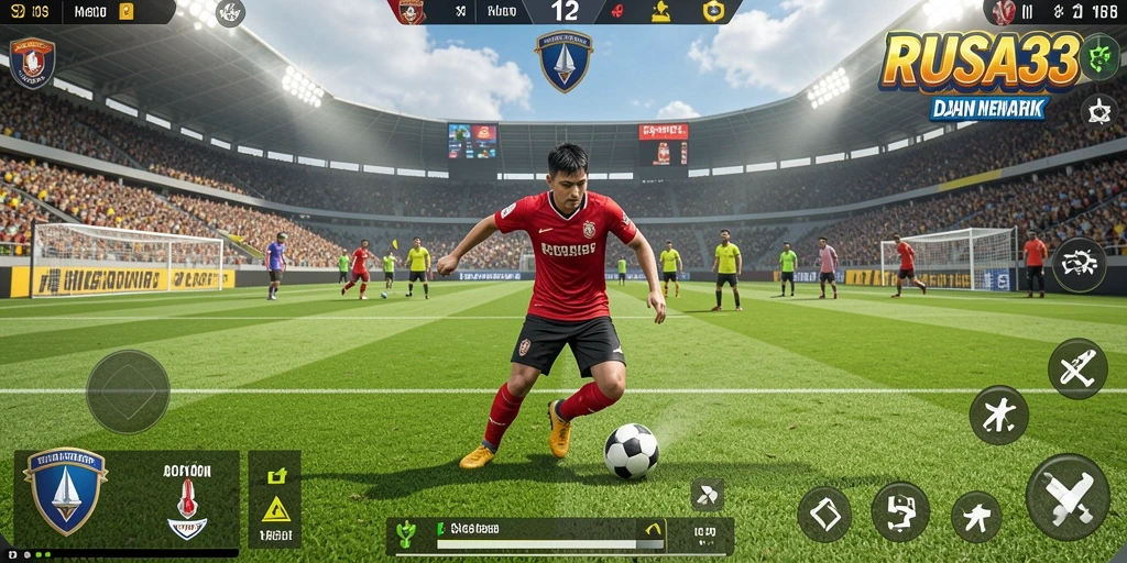 Screenshot permainan RUSA33 menampilkan aksi sepak bola yang mendebarkan.