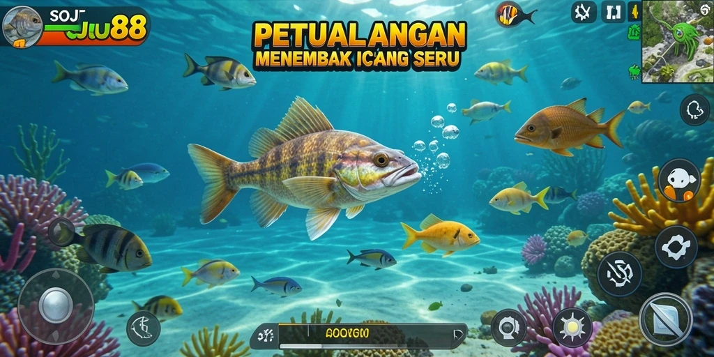 Gameplay seru menembak ikan di dalam laut.